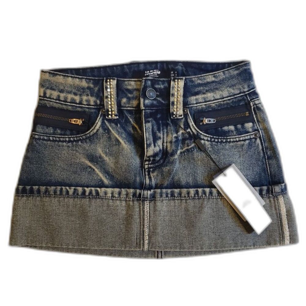 NWT Jaded London - Extreme Distressed Mini Skirt - Blue - Women Size 0 - Picture 2 of 8